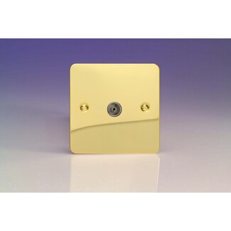 Varilight Ultraflat 1-Gang TV Socket, Co-Axial  Polished Brass Plain Insert