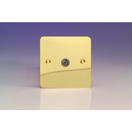 Varilight Ultraflat 1-Gang TV Socket, Co-Axial Polished Brass Plain Insert Varilight Ultraflat 1-Gang TV Socket, Co-Axial Polished Brass Plain Insert