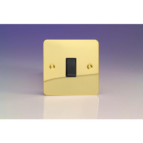 Varilight Ultraflat 1-Gang 10A Retractive Switch Black Polished Brass Black Rocker Varilight Ultraflat 1-Gang 10A Retractive Switch Black Polished Brass Black Rocker