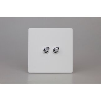Varilight Screwless 2-Gang 10A Intermediate Toggle Switch Decorative Primed Chrome Toggle