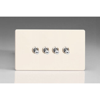 Varilight Screwless 4-Gang 10A 1- or 2-Way Toggle Switch (Twin Plate) Decorative Primed Chrome Toggles