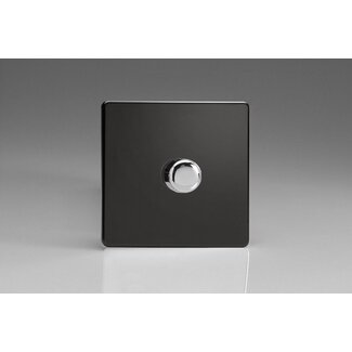 Varilight Screwless 1-Gang V-Pro Smart Master WiFi Dimmer 1 x 100W LED (Multi-Way with up to 2 Supplementary Controllers) V-Pro Smart Premium Black Chrome Knob