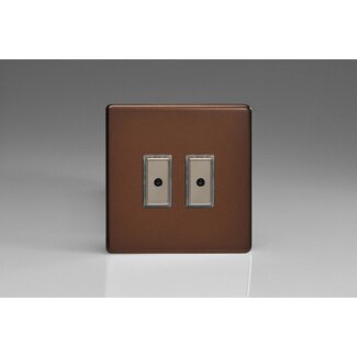 Varilight Screwless 2-Gang 1-Way V-Pro Multi-Point Remote/Tactile Touch Control Master LED Dimmer 2 x 0-100W (1-10 LEDs) V-Pro Multi-Point Remote (formerly Eclique2) Mocha Iridium Buttons