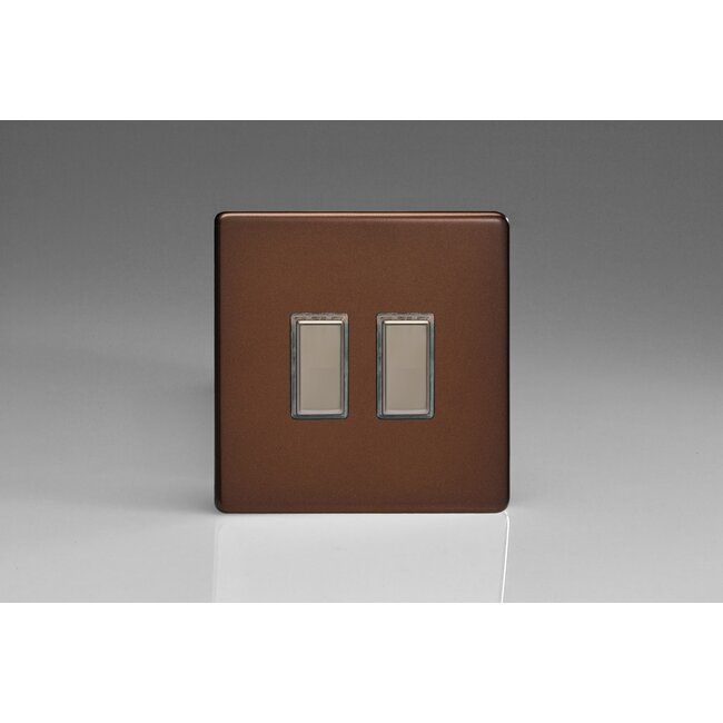 Varilight Screwless 2-Gang Tactile Touch Control Dimming Supplementary Controller for use with Multi-Point (formerly Eclique2) Master on 2-Way Circuits V-Pro Multi-Point (formerly Eclique2) Mocha Iridium Buttons