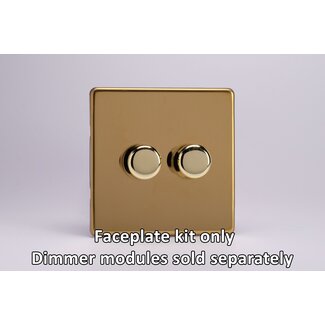 Varilight Screwless 2-Gang Matrix Kit For Rotary Dimmers  Matrix Polished Brass Brass Knob