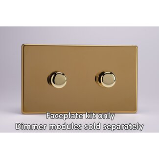 Varilight Screwless 2-Gang Matrix Kit For Rotary Dimmers (Twin Plate)  Matrix Polished Brass Brass Knob