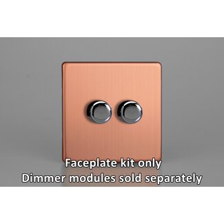 Varilight Urban Screwless 2-Gang Matrix Kit For Rotary Dimmers  Matrix Brushed Copper Iridium Knob