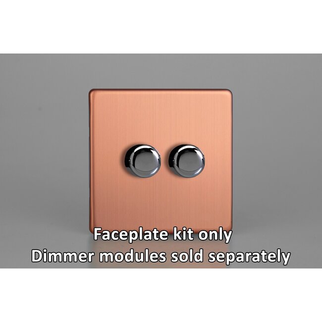 Varilight Urban Screwless 2-Gang Matrix Kit For Rotary Dimmers  Matrix Brushed Copper Iridium Knob