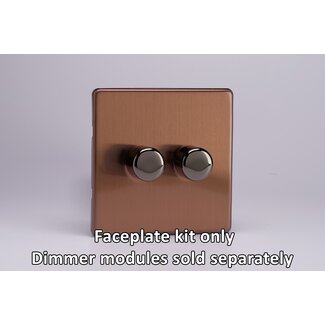 Varilight Urban Screwless 2-Gang Matrix Kit For Rotary Dimmers  Matrix Brushed Bronze Iridium Knob