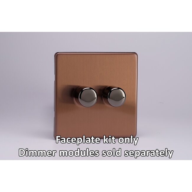 Varilight Urban Screwless 2-Gang Matrix Kit For Rotary Dimmers  Matrix Brushed Bronze Iridium Knob