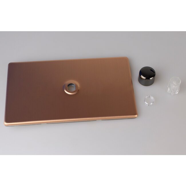 Varilight Urban Screwless 1-Gang Matrix Kit For Rotary Dimmers (Twin Plate)  Matrix Brushed Copper Iridium Knob