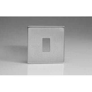 Varilight Screwless 1-Gang Screwless PowerGrid Plate including Yoke (Single Plate)  Brushed Steel