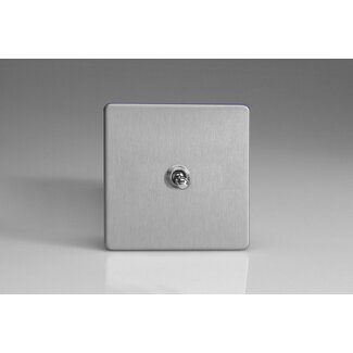 Varilight Screwless 1-Gang 10A 1- or 2-Way Toggle Switch Decorative Brushed Steel Chrome Toggle