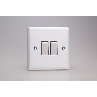 Varilight Urban 2-Gang (10A Intermediate Switch + 10A 1- or 2-Way Rocker Switch) White Chalk White White