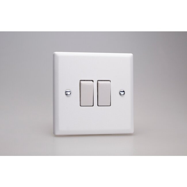 Varilight Urban 2-Gang (10A Intermediate Switch + 10A 1- or 2-Way Rocker Switch) White Chalk White White