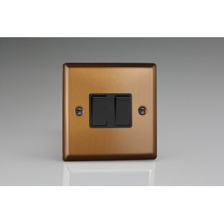 Varilight Urban 2-Gang 10A Intermediate Rocker Switch Black Brushed Bronze Black Rockers