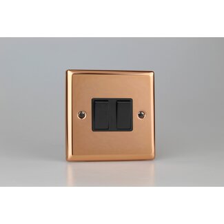 Varilight Urban 2-Gang 10A Intermediate Rocker Switch Black Polished Copper Black Rockers