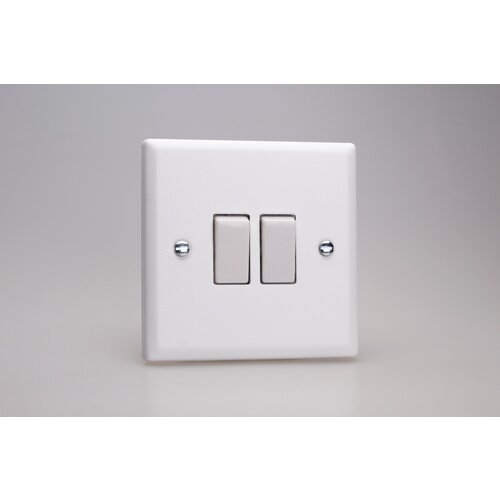 Varilight Urban 2-Gang 10A Intermediate Rocker Switch White Chalk White White Varilight Urban 2-Gang 10A Intermediate Rocker Switch White Chalk White White