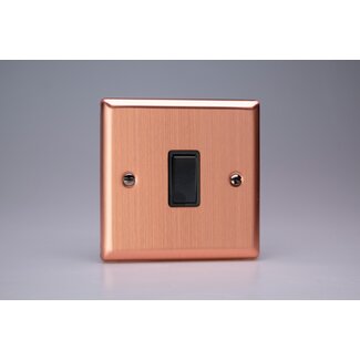 Varilight Urban 1-Gang 10A Intermediate Rocker Switch Black Brushed Copper Black Rocker