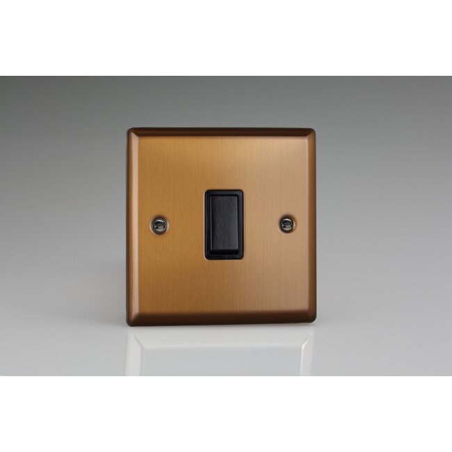 Varilight Urban 1-Gang 10A Intermediate Rocker Switch Black Brushed Bronze Black Rocker