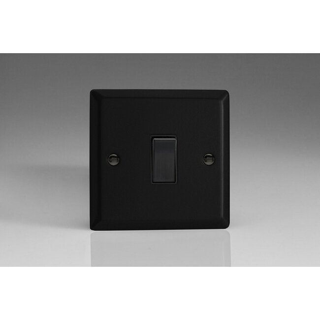 Varilight Urban 1-Gang 10A Intermediate Rocker Switch Black Matt Black Black Rocker