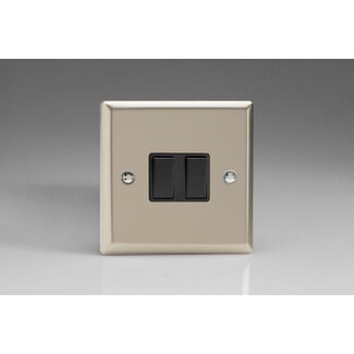 Varilight Classic 2-Gang 10A 1- or 2-Way Rocker Switch Black Satin Black Rockers