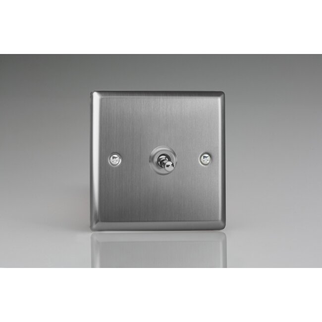 Varilight Classic 1-Gang 10A 1- or 2-Way Toggle Switch Decorative Brushed Steel Steel Toggle