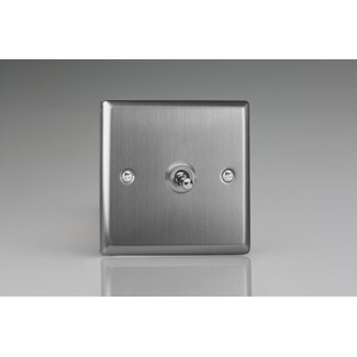 Varilight Classic 1-Gang 10A Intermediate Toggle Switch Decorative Brushed Steel Steel Toggle