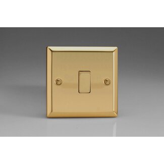 Varilight Classic 1-Gang 10A 1- or 2-Way Rocker Switch with Metal Rockers Decorative Victorian Brass Brass Rocker