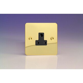 Varilight Ultraflat 1-Gang 5A Round Pin Socket  Black Polished Brass Black Insert