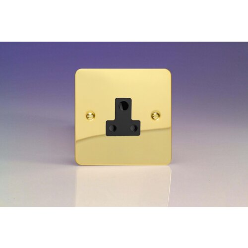 Varilight Ultraflat 1-Gang 5A Round Pin Socket Black Polished Brass Black Insert Varilight Ultraflat 1-Gang 5A Round Pin Socket Black Polished Brass Black Insert