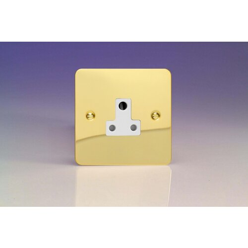 Varilight Ultraflat 1-Gang 5A Round Pin Socket White Polished Brass White Insert Varilight Ultraflat 1-Gang 5A Round Pin Socket White Polished Brass White Insert