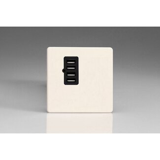 Varilight Screwless 4 Gang 5V DC 4800mA USB Charging Port (Single Plate) Black Primed Black Insert