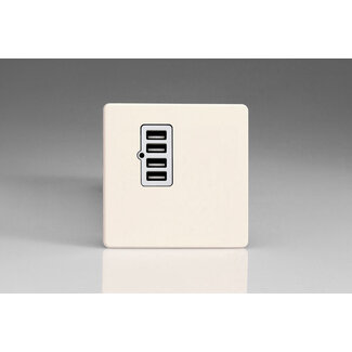 Varilight Screwless 4 Gang 5V DC 4800mA USB Charging Port (Single Plate) White Primed White Insert