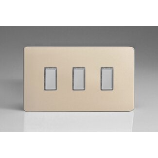 Varilight Screwless 3-Gang Tactile Touch Control Dimming Supplementary Controller for use with Multi-Point (formerly Eclique2) Master on 2-Way Circuits (Twin Plate) V-Pro Multi-Point (formerly Eclique2) Satin Chrome Buttons