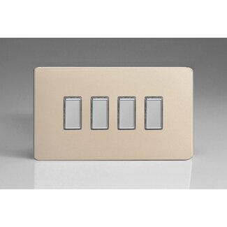 Varilight Screwless 4-Gang Tactile Touch Control Dimming Supplementary Controller for use with Multi-Point (formerly Eclique2) Master on 2-Way Circuits (Twin Plate) V-Pro Multi-Point (formerly Eclique2) Satin Chrome Buttons