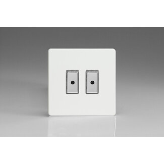Varilight Screwless 2-Gang 1-Way V-Pro Multi-Point Remote/Tactile Touch Control Master LED Dimmer 2 x 0-100W (1-10 LEDs) V-Pro Multi-Point Remote (formerly Eclique2) Premium White Chrome Buttons