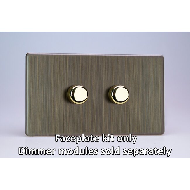 Varilight Urban Screwless 2-Gang Matrix Kit For Rotary Dimmers (Twin Plate)  Matrix Antique Brass Matrix