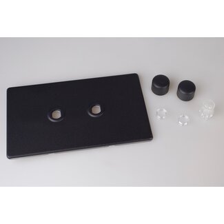 Varilight Urban Screwless 2-Gang Matrix Kit For Rotary Dimmers (Twin Plate)  Matrix Matt Black Matt Black Knob