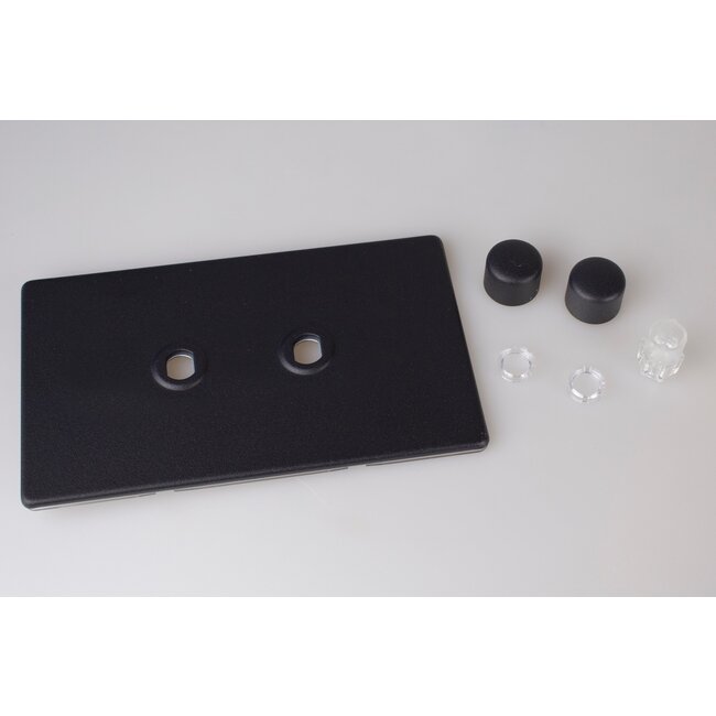 Varilight Urban Screwless 2-Gang Matrix Kit For Rotary Dimmers (Twin Plate)  Matrix Matt Black Matt Black Knob