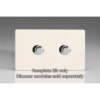 Varilight Screwless 2-Gang Matrix Kit For Rotary Dimmers (Twin Plate)  Matrix Primed Chrome Knob
