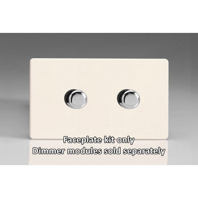Varilight Screwless 2-Gang Matrix Kit For Rotary Dimmers (Twin Plate)  Matrix Primed Chrome Knob