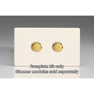 Varilight Screwless 2-Gang Matrix Kit For Rotary Dimmers (Twin Plate)  Matrix Primed Brass Knob