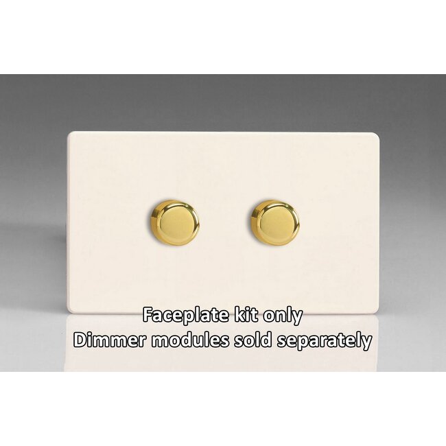 Varilight Screwless 2-Gang Matrix Kit For Rotary Dimmers (Twin Plate)  Matrix Primed Brass Knob