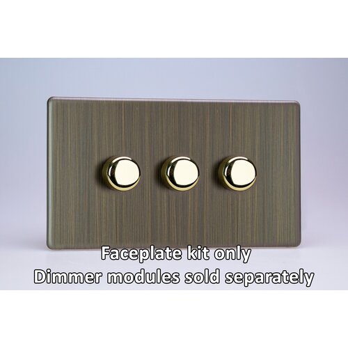 Varilight Urban Screwless 3-Gang Matrix Kit For Rotary Dimmers (Twin Plate) Matrix Antique Brass Matrix Varilight Urban Screwless 3-Gang Matrix Kit For Rotary Dimmers (Twin Plate) Matrix Antique Brass Matrix