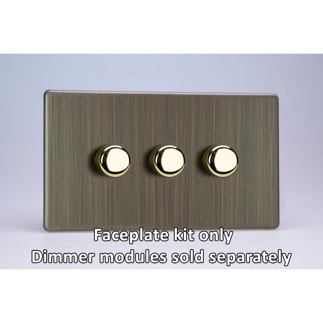 Varilight Urban Screwless 3-Gang Matrix Kit For Rotary Dimmers (Twin Plate)  Matrix Antique Brass Matrix
