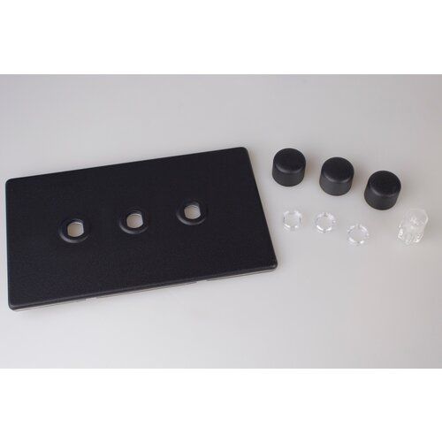 Varilight Urban Screwless 3-Gang Matrix Kit For Rotary Dimmers (Twin Plate) Matrix Matt Black Matt Black Knob Varilight Urban Screwless 3-Gang Matrix Kit For Rotary Dimmers (Twin Plate) Matrix Matt Black Matt Black Knob