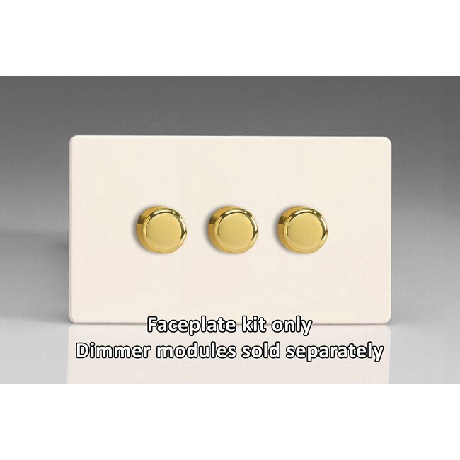 Varilight Screwless 3-Gang Matrix Kit For Rotary Dimmers (Twin Plate)  Matrix Primed Brass Knob