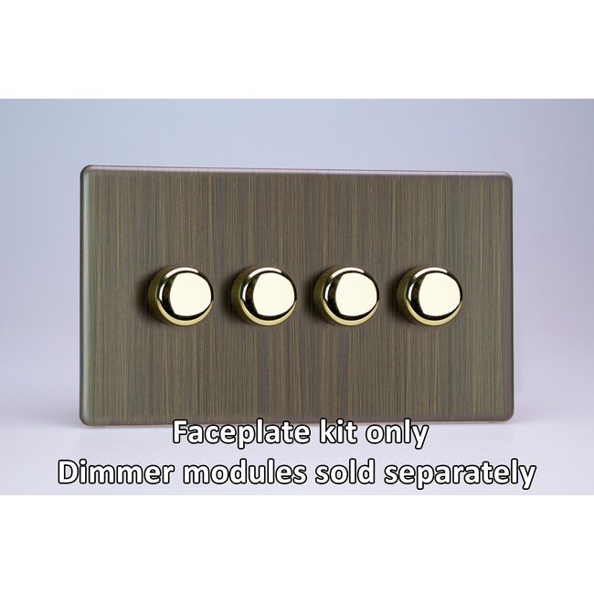 Varilight Urban Screwless 4-Gang Matrix Kit For Rotary Dimmers (Twin Plate)  Matrix Antique Brass Matrix