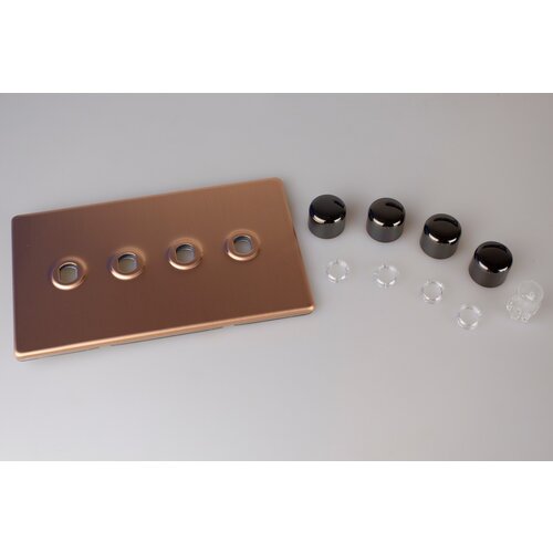 Varilight Urban Screwless 4-Gang Matrix Kit For Rotary Dimmers (Twin Plate) Matrix Brushed Copper Iridium Knob Varilight Urban Screwless 4-Gang Matrix Kit For Rotary Dimmers (Twin Plate) Matrix Brushed Copper Iridium Knob